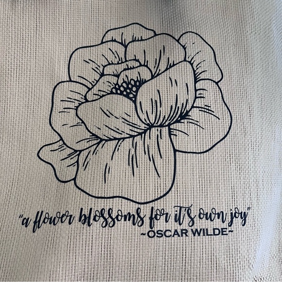 Canvas Floral Tote Bag with Navy Accents - Picture 5 of 5